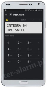 Aplikacja Integra Control - menu klawiatury ekranowej